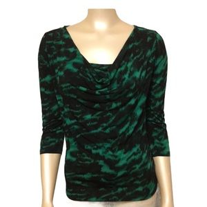 Michael Kors black and green quarter sleeve top